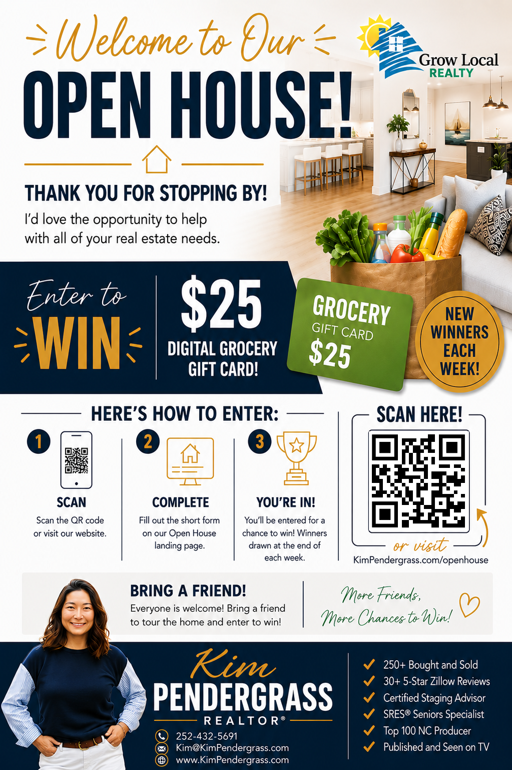 Kim Pendergrass Open House Flyer &mdash; Enter to Win a $25 Digital Grocery Gift Card